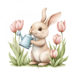 Bügelbild Ostern – Hase mit Blumen | Personalisierbar & Einzigartig